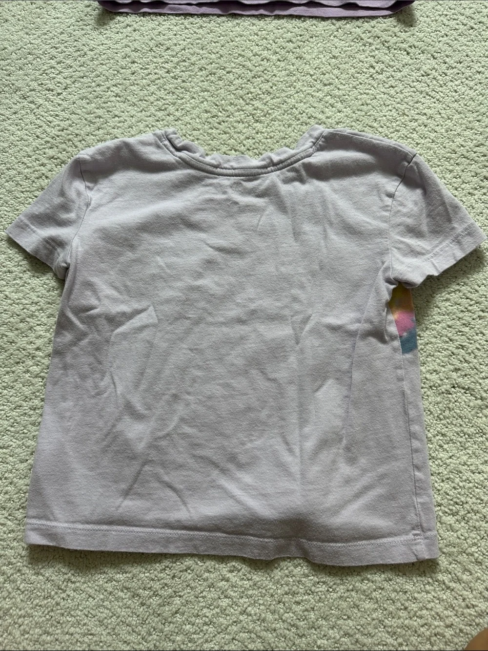 GAP Lavender Tee with Yellow Pink and Blue Rainbow